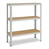 shelfplaza® OFFICE Lagerregal Büro Schwerlastregal 100x90x30cm lichtgrau/Metall Regal Büro mit 3 Böden/Kellerregal, Werkstattregal/Steckregal Metall 175kg Traglast/Büro Regal für O