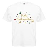 Shirt-Panda Herren Weihnachten T-Shirt · Frohe Weihnachten Rentier · Weihnachtsshirt · Christmas Tshirt · Shirt für Heiligabend und Adventszeit · 100% Baumwolle · Weiß L