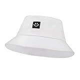 ISIYINER Fischerhut Baumwolle Bucket Hat Strandhut Freizeithut Schlapphut Outdoor-Hut für Wandern Camping Strand 56-58 cm Weiß
