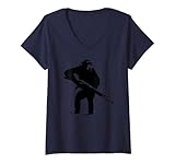 Damen Affe mit Waffe in der Hand Graffiti Kunst T-Shirt Damen Mann T-Shirt mit V