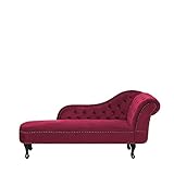 Beliani Retro Chaiselongue Samtstoff rechtsseitig Burgunderrot N