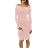 Damen Sexy Spitzenkleid Bodycon Bleistift Midi Kleid Frauen Einfarbig Elegant Kleider Festliche Hochzeit Cocktailkleid Minikleid Slim Partykleider Vintage Rockabilly Abendkleid Knielang Ballk