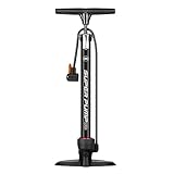 Luftpumpe mit Manometer,Fahrradpumpe Schwarz mit Adaptern,Hochwertige Standluftpumpe ​für Alle Ventile Profi Standpumpe mit Manometer für Rennrad, MTB, E-Bike, Trekking Rad und M