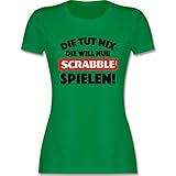 Scrabble Damen - Die TUT nix - Scrabble - schwarz - M - Grün - Kurzarm - L191 - Tailliertes Tshirt für Damen und Frauen T-S