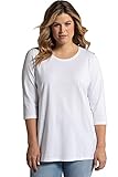 Ulla Popken Damen Größen, Rundhals, A-line T-Shirt, weiß, 50+