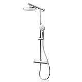 Schulte Duschsystem mit Sicherheits-Thermostat, Kopfbrause rund, White Style, Duschmaster Rain mit Regendusche EP96404