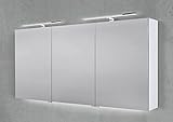 Intarbad ~ Spiegelschrank 150 cm mit 2X LED Chrom Beleuchtung Doppelspiegeltüren Schwarz Hochglanz Lack IB1971