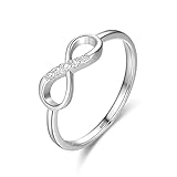 FPOJAFVN Infinity Cubic Zirkonia Ring 925 Sterling Silber Modische Achter Diamant Boho Ring Stapelbarer Zierlicher Bandring Für Frauen Weihnachten,Silber,6