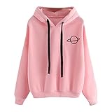 LSEEKA Damen Sweatjacke Bauchfrei Kapuzenpullover Langarm Hoodie Oberteile Hoodie Kapuzensweatshirt Mit Kapuze Jacke Mit Taschen Locker Und Lässig Bedrucktes Kapuzensweatshirt (Rosa, M)