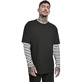 Urban Classics Herren Longsleeve T-shirt Oversized Double Layer Striped Ls Tee T Shirt, Schwarz, L EU
