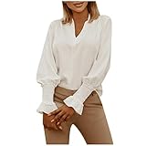 Damen Bluse Chiffon Elegant V-Ausschnitt Bell Sleeve Fledermausärmel Oberteile Hemd Loose Top