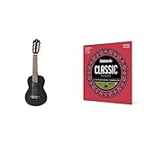 Yamaha Acoustic Guitalele, GL1 - Ein Hybrid aus Gitarre und Ukulele (70 cm) mit 6 Saiten (3 Nylon / 3 Metall umsponnen) - Schwarz & D'Addario Nylonsaiten für Konzertgitarre | für 1/2 G