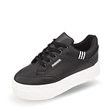 CucuFashion Plateau-Sneaker für Frauen – Bequeme Chunky Sneaker für Frauen – stilvolle Damen Plateau-Turnschuhe – Größe 36-42, Schwarz , 41 EU