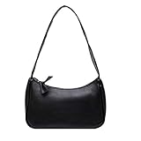 Handtasche mit Reißverschluss, elegant, für Damen, kleine Schultertasche, einfarbig, mit Reißverschluss, Schwarz ,