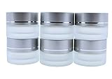 KingYH 6 Stück Cremedose Leer 5ml Mattglas Glastiegel mit Silber Deckel und Liner Nachfüllbare Behälter Glasbehälter Tiegel für Kosmetik Cremes Lotionen ätherische Öle Pulver Matt Weiß
