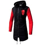 Pajiay Jacke Herren Lange Spleißen Drucken Kapuzenjacke Herren Herbst Winter Mode Lässig Übergangsjacke Herren Sanft Komfortabel Reißverschluss Sweatjacke H