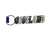 Schlüsselanhänger Schottland Wort Weiß und Blau - Metall und Emaille / Glitzer / Farben der schottischen Flagge / für Besucher von Edinburgh, Stirling, Fort William, Loch Ness, Forth Bridge / S