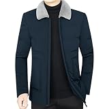 ZIHUAD Weiße Ente Daunenjacke für Junge und mittlere Herren Kurze Winterjacke mit dickem Wollkragen blue-3XL