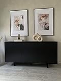 Flinks Sideboard “Irina Trio” Schwarzmetall gebürstet. Schraubenlos steckbare Kommode, Beistellschrank aus Holz, Made in Germany |175x40x87 (B/T/H in cm)