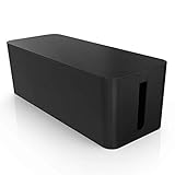 Kabelbox groß schwarz - Kabel verstecken zum Schutz von Kinder und Haustiere - Kabel Aufbewahrungsbox - Kabelmanagement zur Vermeidung von Kabelsalat (38,6 x 14,0 x 13,5 cm)