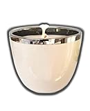 Der Perlenspieler® - Sehr eleganter Kerzenschmelzer mit Silberrand in Crème/Hochglanz-In- und Outdoor-3 mm Glasfaserdocht-10 cm x 10