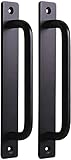2 STÜCKE Scheunentor Türgriff Seitenmontage Schiebetürgriff Schwarz Aluminiumlegierung Innen Schranktür Türgriff Türgriffe für Schiebetüren aus Holz/Glas/Metall (Größe : 210 mm / 8,2 Z