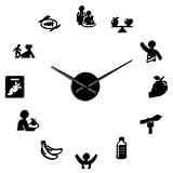 Wanduhr Ernährung Pflege Gesundes Essen Ernährungsberater Wandkunst Hängende Wanduhr DIY Spiegel Aufkleber Küche Esszimmer Stumme W