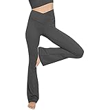 Damen Yogahose Breites Lose Hohe Taille Workout Schlaghose Einfarbige Stretch Fitness Stretch Jazzpants Sporthose Mit T