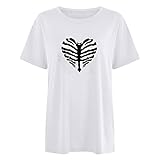 wuitopue Herren-Shirt, kurzärmelig, lässig, Skelettdruck, Romantik, überschnittene Schulter, Rundhalsausschnitt, T-Shirt, Bluse, Größe S-XXXXXXXL, Weiß #a, M