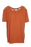 Sheego T-Shirt Damen Kurzarm Häkelshirt, Farbe:orange;Damengrößen:52