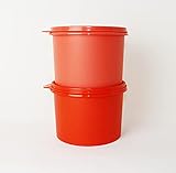 TUPPERWARE Vorratsprofi 2X 1,1L Rot + Erdbeer Vorratsdose, Kaffeedose, Trockenlagerung + Mini Sieb L