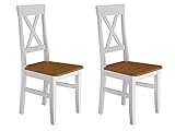 Erst-Holz® Küchenstuhl Massivholzstuhl Farbton Eiche und weiß Esszimmerstuhl Massivholz V-90.71-24W, Menge:Doppelpack