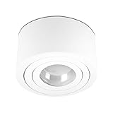 lambado® Flache LED Aufbauleuchte für Feuchtraum/Deckenstrahler inkl. 230V 5W Spots dimmbar - Wasserschutz für Bad & Außen - Aufbaustrahler IP44 in w