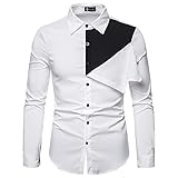 Pajiay Hemd Herren Slim Fit Persönlichkeit Farbabstimmung Entwurf Hemd Herren Atmungsaktiv Spitze Langarmshirt Herren Disco Leistung Schick Mode Lassig Hemd H