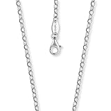 Engelsrufer - schlichte Halskette, Ankerkette ohne Anhänger aus 925 Sterlingsilber, einfache stabile Silber Kette für Frauen mit Karabinerverschluss, Silberschmuck Kette nick