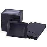 NBEADS 24 Stk. 17.5x13.5x3.5cm Schwarze Geschenkbox Mit Fenster, Falten Sie Papierboxen Plätzchenboxen Schmuck Box Bäckerei-Boxen Kraft-Treat-Boxen Für Party Macaron Schmuckverpackung