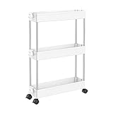 Bihuolamp 3 Tier Slim Lagerwagen Mobile Regale Einheit Organizer Rutsch Rutsch Rolling Utility Cart Tower Rack for Küche Badezimmer Wäscherei Schmale Orte (Color : White)