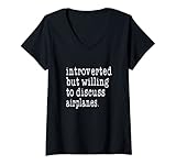 Damen Introvertiertes Zitat – Introvertierter Flugzeug-Liebhaber T-Shirt mit V