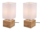 2er Set Tischlampe Tischleuchte Holz 4W E14 LED Naturholz 30cm KH50171001