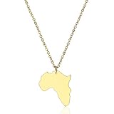 ANAZOZ Halskette Frau Halskette Damen Afrika Karte Edelstahl Halskette mit Anhänger Gold Damenk