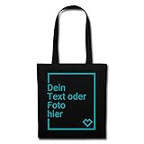 Spreadshirt Personalisierbarer Beutel Selbst Gestalten mit Foto und Text Wunschmotiv Stoffbeutel, Schw
