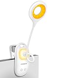 Leselampe STANBOW 26 LED Klemmleuchte mit 4 Beleuchtungsmodi, Touch Schalter Dimmbar Klemmlampe, USB Wiederaufladbar mit Augenschutz-Bernsteinfarbenem Licht für Kinder Bett Nachtlesen Weiß