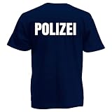 Shirt-Panda Herren Polizei T-Shirt - Druck Beidseitig Brust & Rücken Reflex - Polizist Shirt - 100% Baumwolle - Police Tshirt - Reflektierend - Dienstkleidung - Polizeikostü