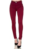 Elara Damen Stretch Hose Skinny Fit Jegging Push Up Chunkyrayan YA4302 Wine 40 (L)