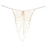 Bonarty Frauen Sexy Halter Backless Tank Top BH Körper Kette Halskette Quasten Kette - G