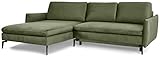 Ibbe Design Olivgrün 3er Sitzer Samt Stoff L-Form Ecksofa Eckcouch mit Schlaffunktion und Bettkasten Fira Velours Sofa mit Rechts Chaiselongue, 280x185x104x86