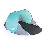 BESTIF Strandmuschel Pop Up Wurfzelt groß | Selbstaufbauend Strandzelt Tragetasche Sonnenschutz Windschutz 190x86x120cm (Türkis)