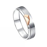 Epinki Solitär Ring Damen in 18 Karat Weißgold & Rosegold Geometrisch Breit Band Trauringe mit Kein Zirkonia, Pärchen Geschenke, Gr.49 (15.6)