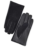 YISEVEN Men Touchscreen pelle di pecora scamosciata Guanti in pelle Tre punti Real Slim e Warm Flecce foderato per lavoro invernale Dress Motorcycle Driving regalo, Blu L