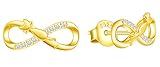 INFINIONLY Damen Ohrring, 925 Sterling silber Schmuck-Sets, Süße Katze und Unendlichkeitssymbol Ohrringe, golden, Intarsien Zirkon, Geburtstag Weihnachten Muttertag Geschenk